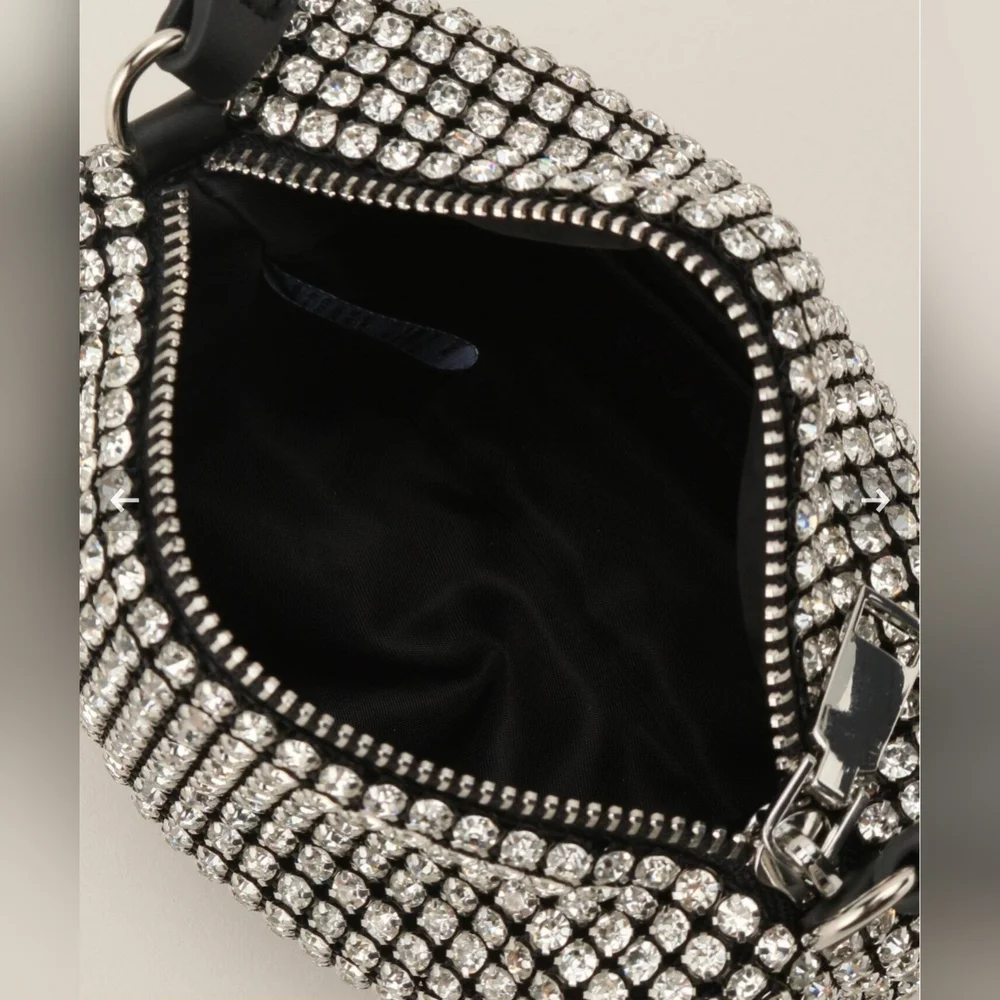 Urban Expressions Ginger Evening Rhinestone Mini Bag Silver Black - Picture 5 of 16